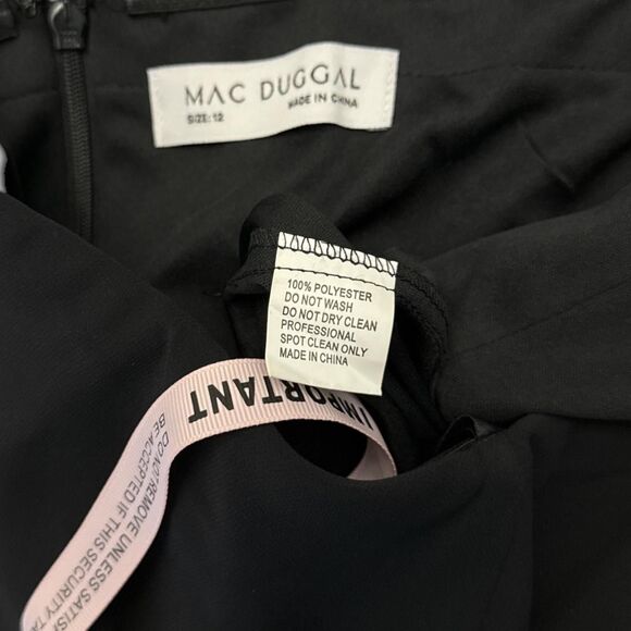 Mac Duggal Designer Women's Strapless Feather Hem High Low Gown in Black Size 12 - Picture 6 of 6